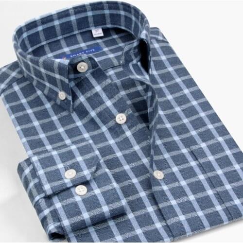 Smart five Flannel Plaid Shirt Men Long Sleeve Slim Fit Mens Cotton Business Casial Shirts For Men Brand Clothes Big Size 2018