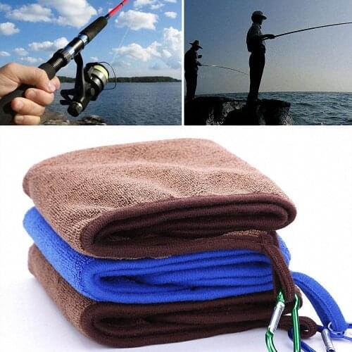 Fishing Towel Fish Cleaning Tool Outdoor Camping Fishing Towel Carabiner Non-stick Absorbent Sport Towel Camping Fishing Tool