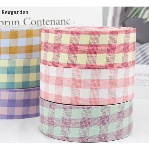 Kewgarden DIY Hairbow Accessories Fabric Layering Cloth Plaid Ribbons 1.5" 1" 3/8" 10mm 25mm 38mm Handmade Tape Webbing 10 Yards