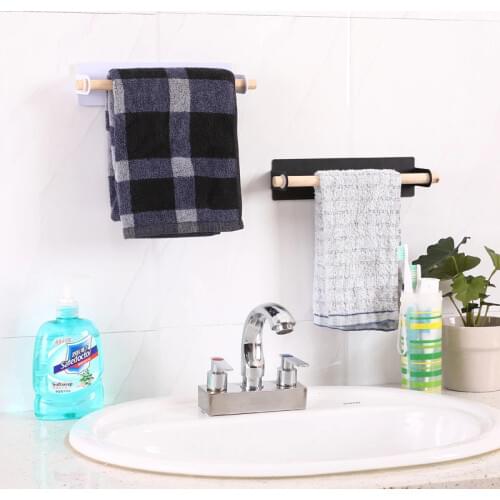 Adhesive Towel Rack Free Perforated Iron Towel Rack Kitchen Bathroom Towel Rack Rag Rack Bathroom Storage Accessories