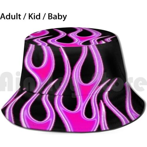 Black & Pink Flames Sun Hat Foldable UV Protection Bratz Normani Aesthetic Cute Y2K Funny Tweets Rich Money Funny
