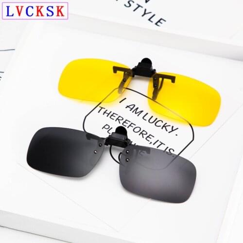 Unisex Myopia Clip On Sunglasses Men Women nearsighted Night Vision Glasses Driver Yellow Lens Polarized Black Gray Clip Lens A3