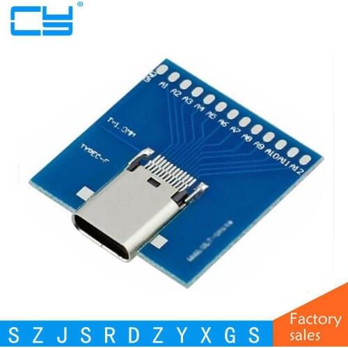 Standard USB-C USB 3.1 Type C Female Soldering Test Socket PCBA Board Adapter 10Gbps Type-C Welding testing PCB Full 24 pin