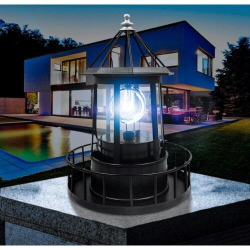 LED Solar ed Resin Lighthouse Statue Rotating Outdoor Garden Yard Lighting Decor Shines in Rotating Motion 9x5x9.9cm