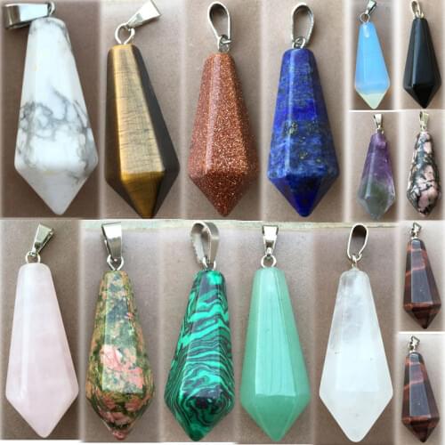 Tiger Eye Lapis Lazuli Aventurine Rhodorite Unakite Goldstone Blue Sand Flourite Crystal Howlite Pendant Bead 1Pcs WFH817