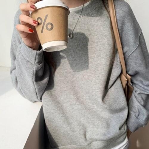 Zoki Patchwork Sweatshirt Women Harajuku Casual O Neck Loose Long Sleeve Tops Solid Fashion Korean Girls Fall Sweatshirt New