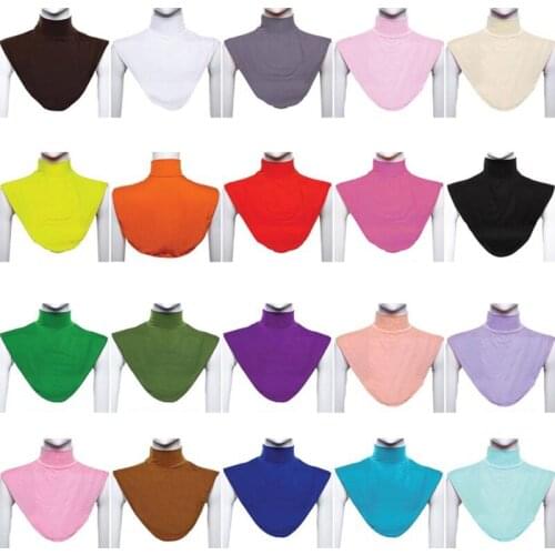 Womens Mock Turtleneck Dickey Muslim Modal Detachable Half Top Solid Color False Fake Collar Islamic Hijab Extensions Stretch
