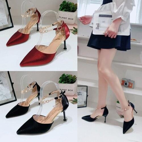 High heel female 2020 spring and autumn models wild fine with ladies single shoes retro pointed high heels Z605