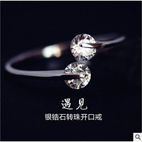 Luxury Brand Double Zircon Crystal Ring For Women Wedding Statement Jewelry Valentines Gifts Lover Finger Ring aneis bague femme