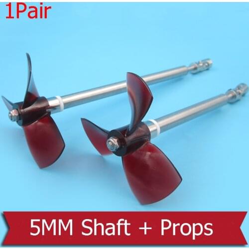 1Pair 5MM Drive Shaft Kit Transmission Shafting Assembly Shaft+Bushing+Props 80mm Outer Dia Propeller CW CCW for RC Boat Parts