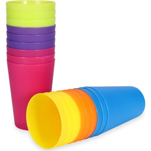 18PCS Colorful Rainbow Set Cup Picnic Travel Portable Color Plastic Cups Barbecue Camping Festival Birthday Cups Tea Cup Set