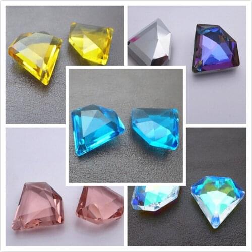 20mm diamond shape crystal charm glass earring drop necklace accessories DIY jewelry making 12pcs PA00