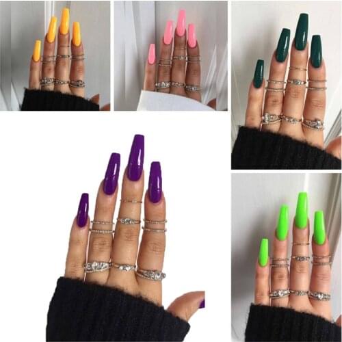 24Pcs/Set Full Cover Matte False Nail Tips Nail Art Manicure Matte Tips for False Fake Nails Extension for False Nails Dropship