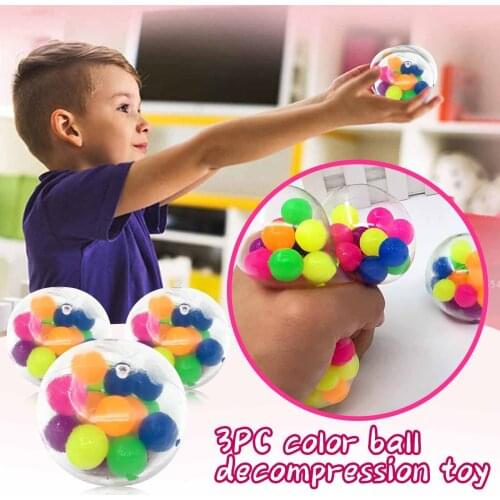 3pc Color Sensory Toy Office Stress Ball Pressure Ball Stress Reliever Toys Gift Funny Decompression Squeeze Toy Antistress Ball