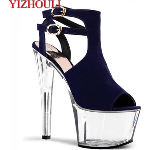 17 cm high heels sandals stripes high heels women sexy gladiator shoes classic black sexy open-toed sandals