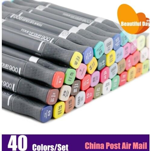 Good Quality!!! Dual-side writing alcohol based permanent art marker pen 40 pens set with free bag,good quality