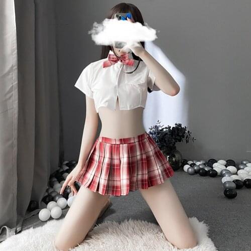 Jimiko School Girls JK uniform top plaid pleated skirt sexy costumes woman erotic role playing student miniskirt cute underwear
