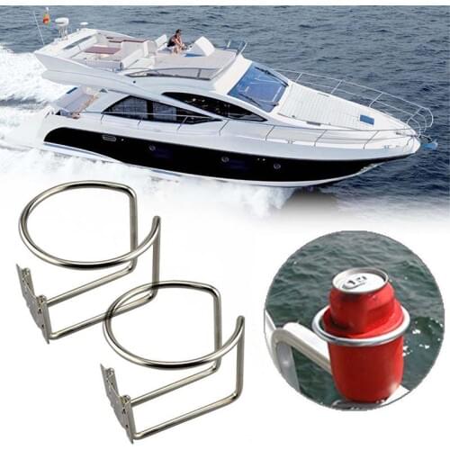 2pcs Stainless Steel Boat Ring Cup Drink Holder Suitable for Boat/ Yacht/ Truck/ Car/ Apartment/ RV 88*76mm