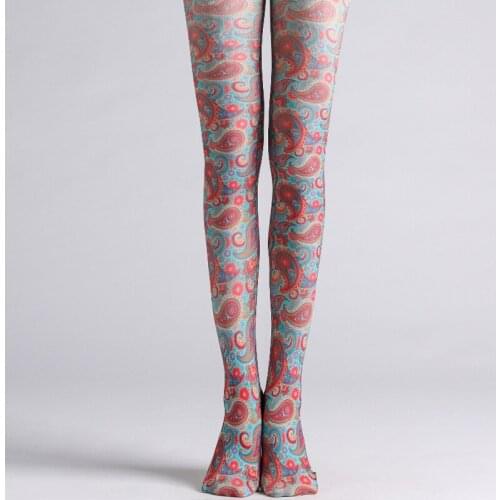 New Arrival Fashion Paisley Patterns Flower Digital Print Lolita Tights Womens Cartoon Pantyhose Ladies Thick Soft Cat Stockings