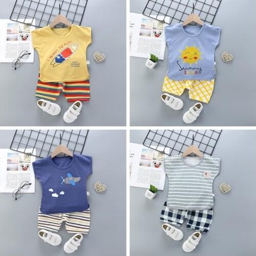 New Baby Boy Girl Clothes Set Toddler Baby Boys Clothing Suit T Shirt Top + Shorts Summer Beach Sport Outfits Children Clothes