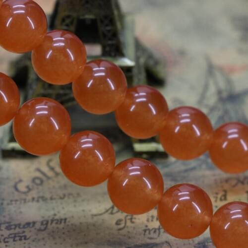 Orange chalcedony 12mm round loose beads 15" DIY stone women fashion suitable jewelry making design bracelet necklace