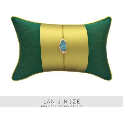LAN JINGZE Patchwork Cushion Cover Decorative Throw Pillows Natural Gems Sofa Pillow Cover Blue Gold Color Cushions Home Decor