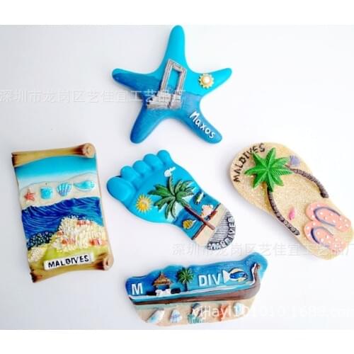 Resin Fridge Magnet Souvenir 3D Maldives Bali Hawaii Florida Sea View Tourism Magnetic Stickers Ocean Star Home Decor Gift