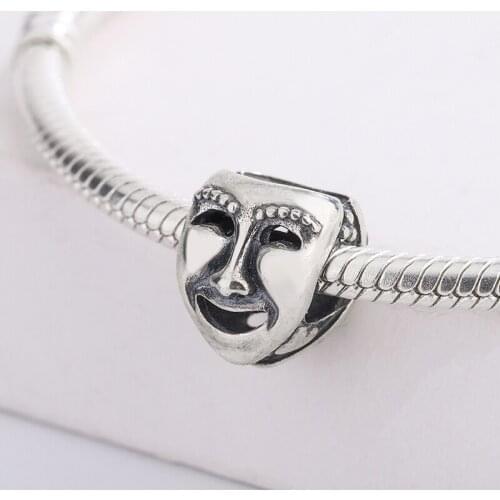 Fashion Design 925 Sterling Silver Smile Mask Pendant Charm Bracelet DIY Jewelry Making For Pandora Christmas Present