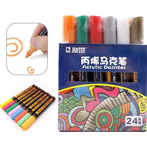 Acrylic Paint Pens Waterproof Acrylic Marker Pens Set, 12 Colors Acrylic Pens for DIY Rock Ceramic Wood ect.(2-3mm Medium Tip)