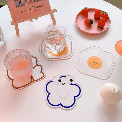 Table Mats Decorative Cup Pad Heat-resistant Acrylic Cartoon Shape Anti-scald Bowl Mat Placemat for Home Daily Use