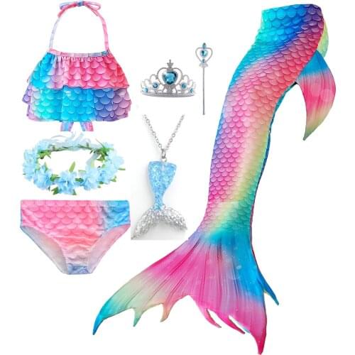 NEW AngelGirl Mermaid Tail Summer Swimming Cosplay Costume For Holiday Beach Clothes Mermaid Swimsuit for Kids Princess Dresses