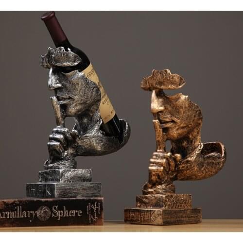 Abstract Figure Bottle Holder Decorative Resin Statue Face Wine Rack Champagne Barware Shelf Ornament Furnishing Living Room