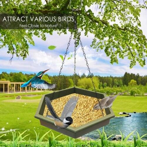 Wild Bird Feeder Hanging Feeding Station Garden Water Bath Tray Outdoor Hanging Bird Bath & Feeder Tray Wild Bird Seeds Feed