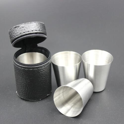 Hot Outdoor Camping Cup Tableware 30ml Travel Cups Set Stainless Steel Cover Mug Drinking Coffee Tea Beer With Case
