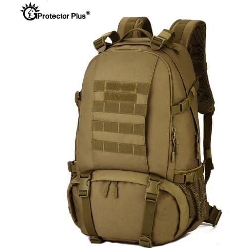 PROTECTOR PLUS Military Molle Backpack CF Game Mountaineer Backpacks Sport Army Outdoor Travel 40L High Capacity Hunting Bag