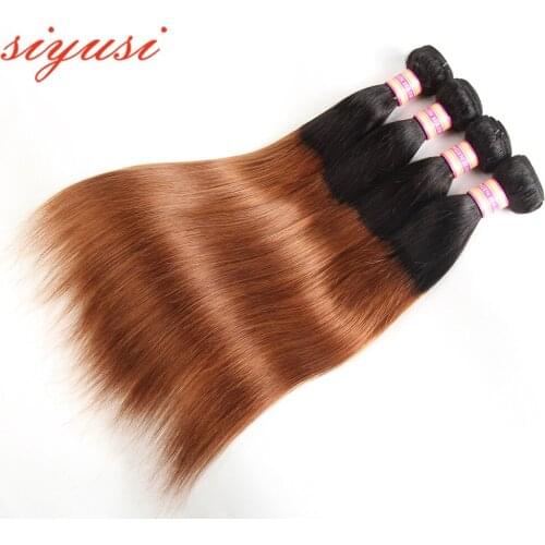 SIYUSI Colored Ombre Peruvian Straight Human Hair Weave 1b/99j 1b/30 1b/27 1b/4/27 1b/burg Brown Dye Hair Bundles Deals