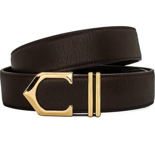 FOSIZZO Genuine Leather Unisex 3.5CM Wide Slide Buckle Belt For Men ZSN3237