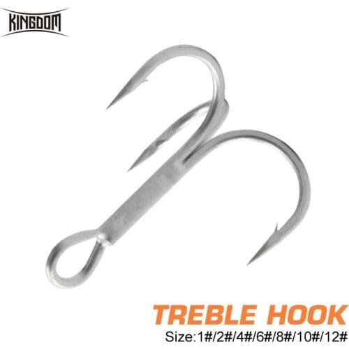 Kingdom Fishing Accessories Hooks 6pcs/lot 1# 2# 4# 6# 8# 12# Saltwater Carbon Steel Strong Power Treble Hooks Fishing Tackles