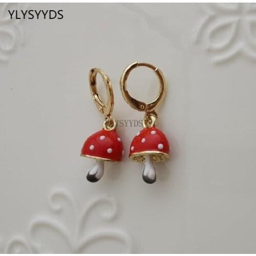 Dgold Mushroom Hoop Earring Endless Hoops Dangle Simple Everyday Holiday Gift for Her Novelty Delicacy Bridesmaid Women Jewelry