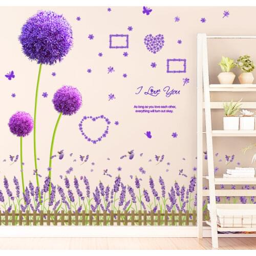 [SHIJUEHEZI] Lavenders Plants Wall Stickers DIY Dandelion Flowers Wall Decals for Living Room Kids Bedroom Home Decoration