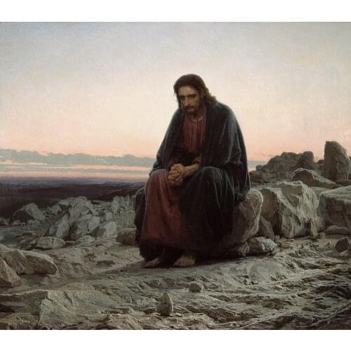 Special offer # HOME OFFICE art - Russian painter Ivan Kramskoi Christ in the Desert, copy print painting on canvas