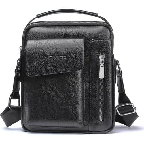 WEIXIER Mens Shoulder Crossbody Bags for Men Handbags PU Leather Bag for Male Messenger Bags Luxury Tote Bag Bolsa Hombre Sac