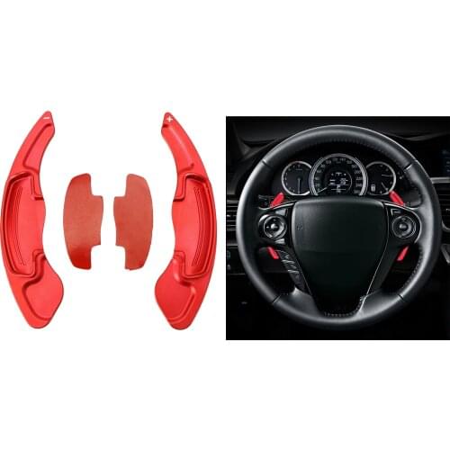 Aluminum Alloy Steering Wheel Paddle Shifter Extension Cover For Honda Accord 2014-up Gen9 and Gen10 Red 1 Set