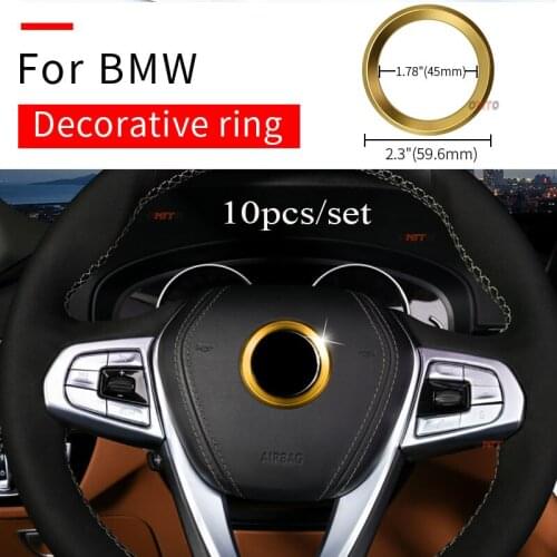 10pcs Aluminum Alloy Accessory Car Styling 1.78inch Steering wheel Rings Decal Sticker Label 45mmFor E92 E93 F02 E63 E64 E65