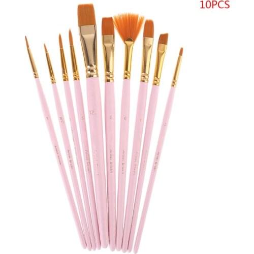 10Pcs Paint Brushes Set Nylon Hair Painting Brush Oil Acrylic Watercolor Pen Art