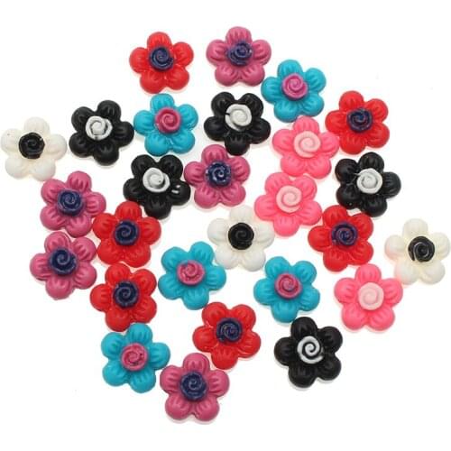 100pcs Kawaii Resin Flowers Flatback Cabochon Scrapbook Craft Clear Embellishments DiyDecor For Headwear Phone Nail Art Stickers