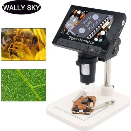 1000X 2.0MP 5.0MP Digital Microscope 4.3 Inch LCD Screen 8 LED USB Digital Electronic Microscope for PCB Repair Video Microscope