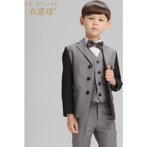 2017 New Children Suit Baby Boys Suits Kids Blazer Boys Formal Suit For Weddings Boys Clothes Set Jackets+Shirt+Pants 4pcs 4-14Y