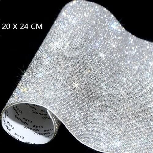 24*20CM Rhinestone Sticker Bling Crystal Glass DIY Glue Mesh Clothes Bags Handmade Accessories With Double Faced Adhesive Tape