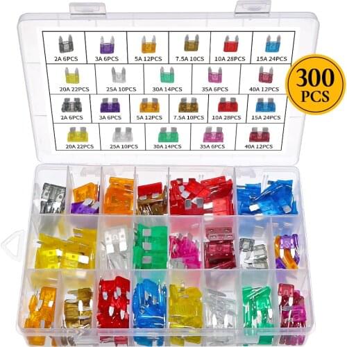 300pcs 5/7/10/15/20/25/30A Fuse Car Blade Fuse Assortment Assorted Kit Mini Small Size Blade Set Auto Truck Automotive Fuse